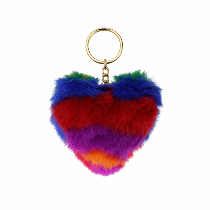 Chaveiro para Bolsa Coração Fashion Pelúcia - Multicolor Azul/Vermelho/Roxo/Laranja