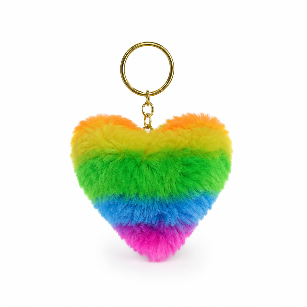Chaveiro para Bolsa Coração Fashion Pelúcia - Multicolor Arco-iris