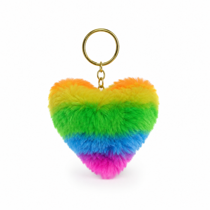 Chaveiro para Bolsa Coração Fashion Pelúcia - Multicolor Arco-iris