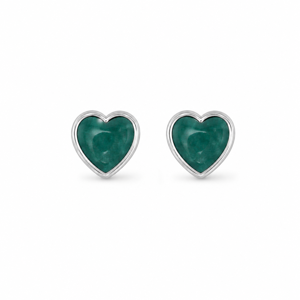 Brinco Coração Verde 6mm Prata 925