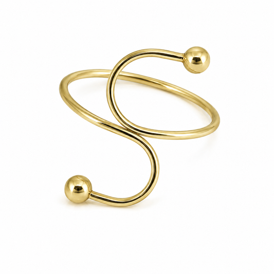Semijoia Pulseira Bracelete Tubo Liso Com Esferas 70mm Banho Ouro 18K