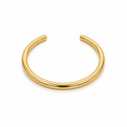 Semijoia Pulseira Bracelete Tubo 65mm Banho Ouro 18K