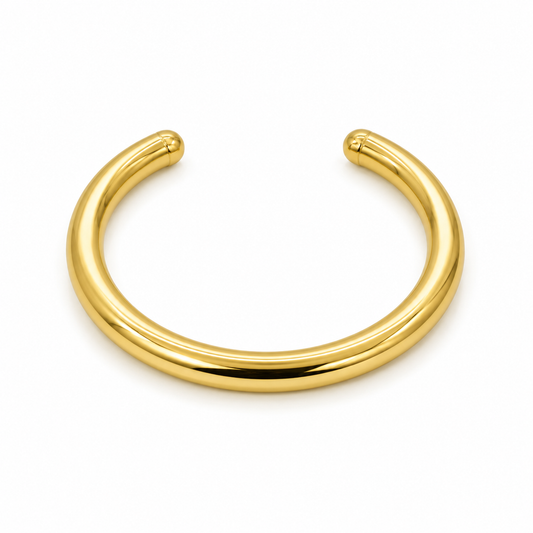 Semijoia Pulseira Bracelete Tubo 62mm Banho Ouro 18K