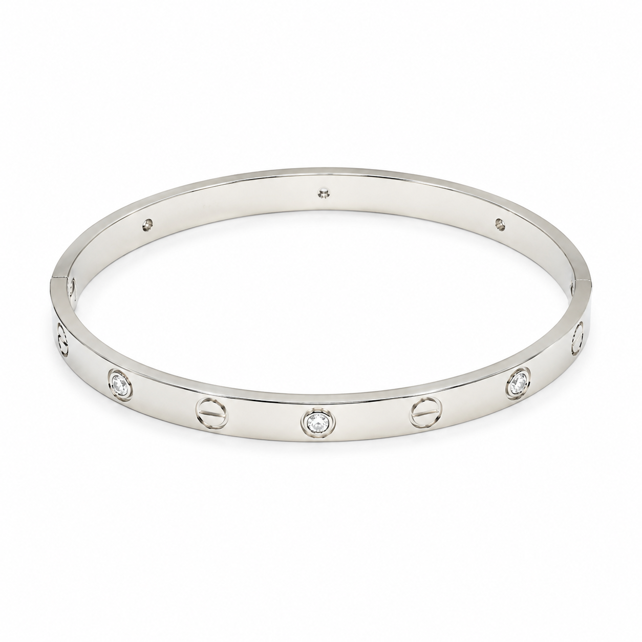 Semijoia Pulseira Bracelete Carter Amor Zircônia 68mm Banho Ródio