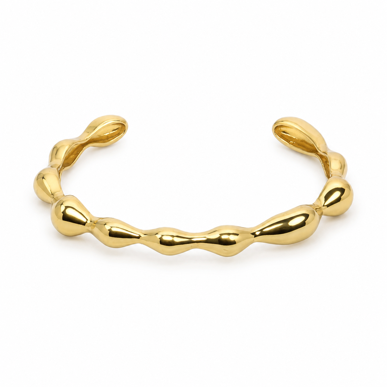 Semijoia Pulseira Bracelete Contemporâneo Orgânico 60mm Banho Ouro 18K