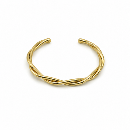Semijoia Pulseira Bracelete Fio Trançado 70mm Banho Ouro 18K