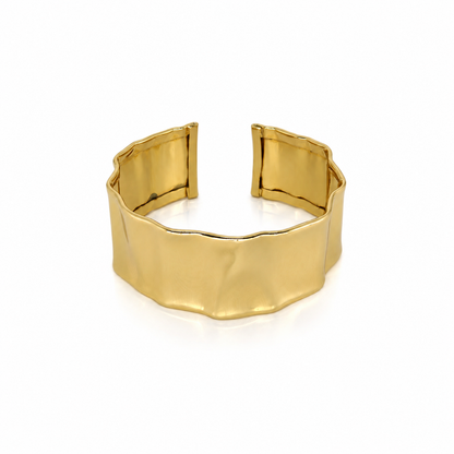 Semijoia Pulseira Bracelete Martelado 53mm Banho Ouro 18K