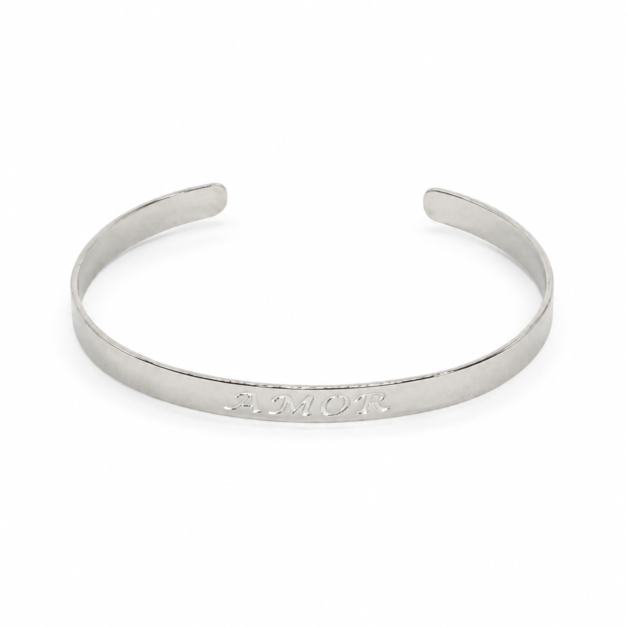 Semijoia Pulseira Bracelete Amor 55mm Banho Ródio