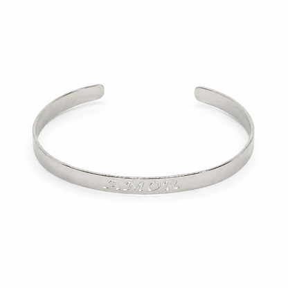 Semijoia Pulseira Bracelete Amor 55mm Banho Ródio
