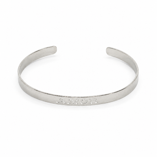 Semijoia Pulseira Bracelete Amor 55mm Banho Ródio
