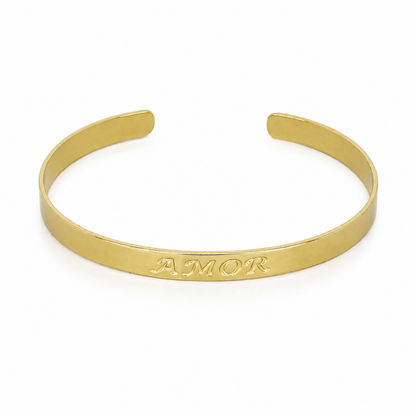 Semijoia Pulseira Bracelete Amor 55mm Banho Ouro 18K