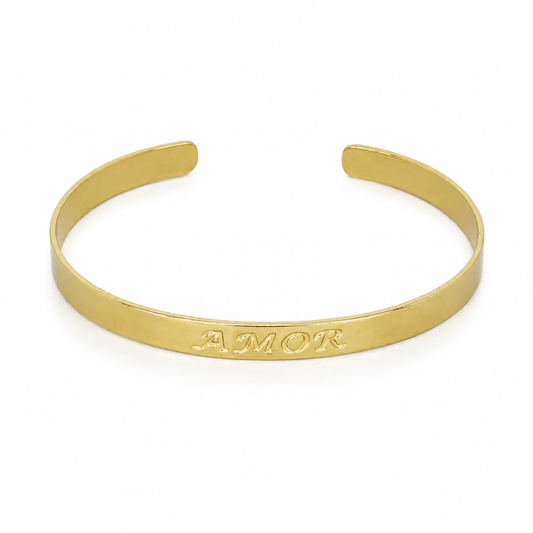 Semijoia Pulseira Bracelete Amor 55mm Banho Ouro 18K