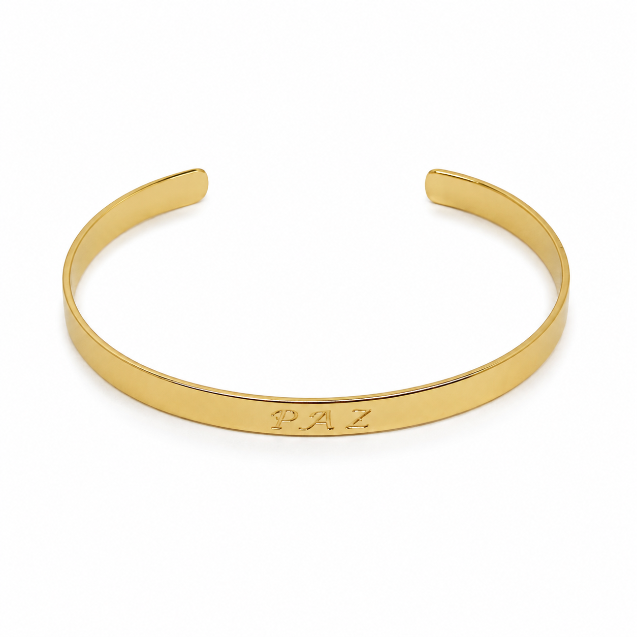 Semijoia Pulseira Bracelete Paz 55mm Banho Ouro 18K