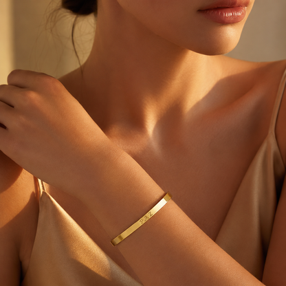 Semijoia Pulseira Bracelete Paz 55mm Banho Ouro 18K