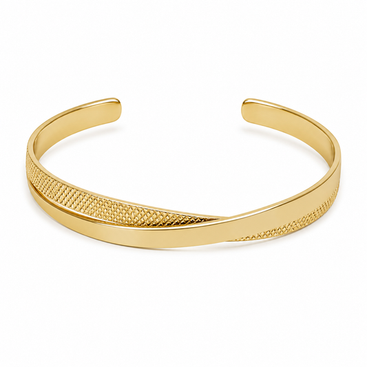 Semijoia Pulseira Bracelete Duplo 57mm Banho Ouro 18K