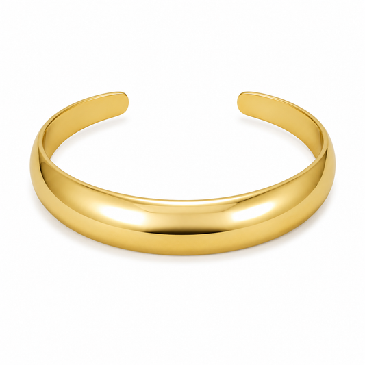 Semijoia Pulseira Bracelete Arredondado Liso 60mm Banho Ouro 18K