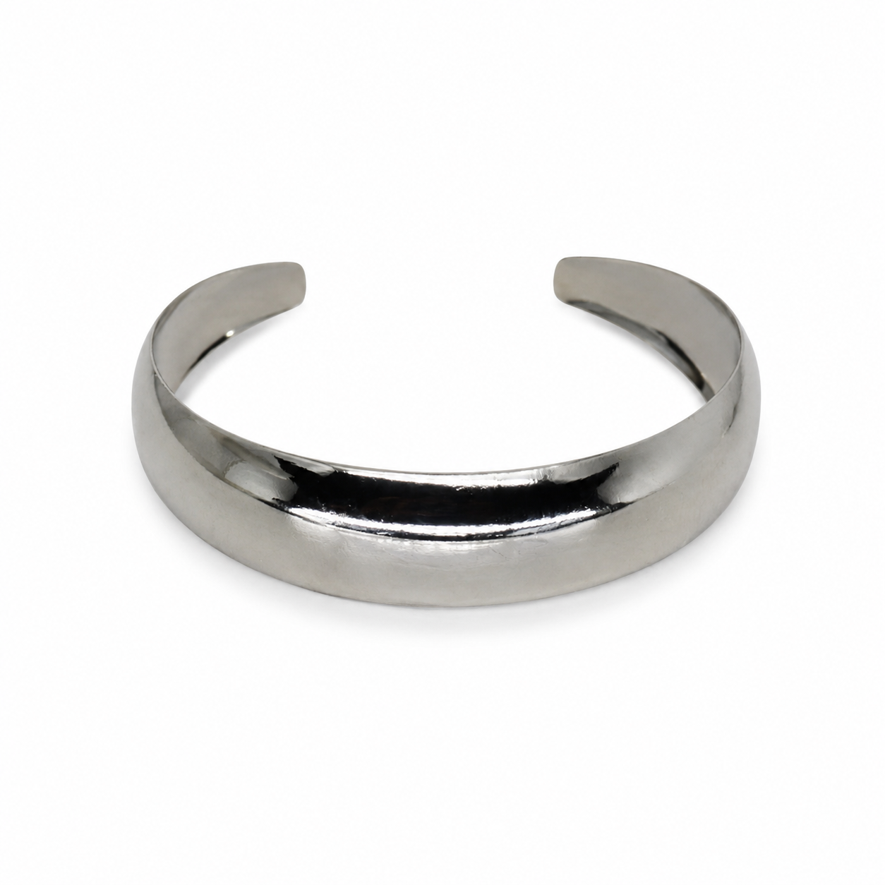Semijoia Pulseira Bracelete Arredondado Liso 60mm Banho Ródio