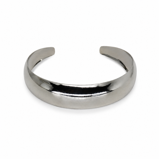 Semijoia Pulseira Bracelete Arredondado Liso 60mm Banho Ródio