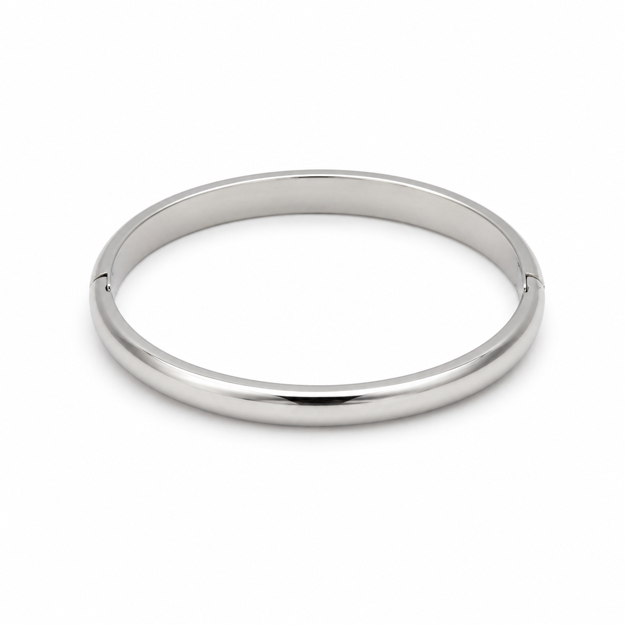 Semijoia Pulseira Bracelete Tubo Liso Com Fecho 65mm Banho Ródio