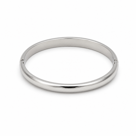 Semijoia Pulseira Bracelete Tubo Liso Com Fecho 65mm Banho Ródio