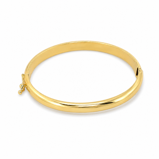 Semijoia Pulseira Bracelete Tubo Liso Com Fecho 65mm Banho Ouro 18K