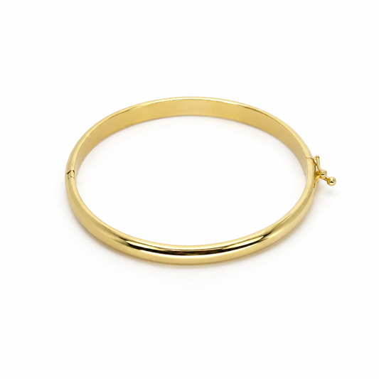 Semijoia Pulseira Bracelete Tubo Liso Com Fecho 65mm Banho Ouro 18K