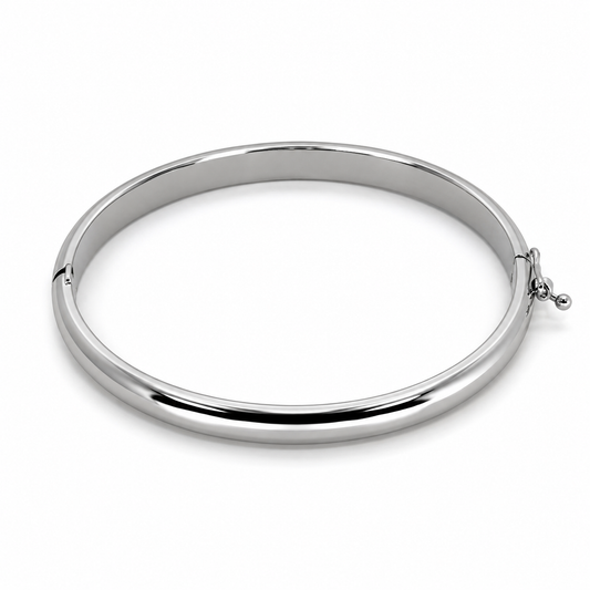 Semijoia Pulseira Bracelete Tubo Liso Com Fecho 65mm Banho Ródio