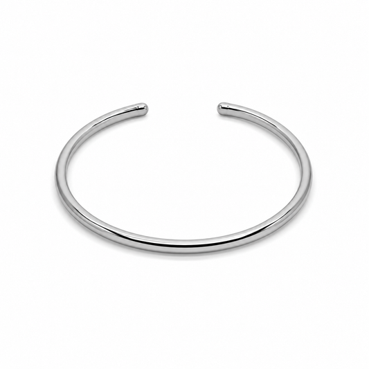 Semijoia Pulseira Bracelete Tubo Liso 60mm Banho Ródio