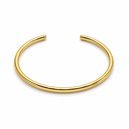 Semijoia Pulseira Bracelete Tubo Liso 60mm Banho Ouro 18K