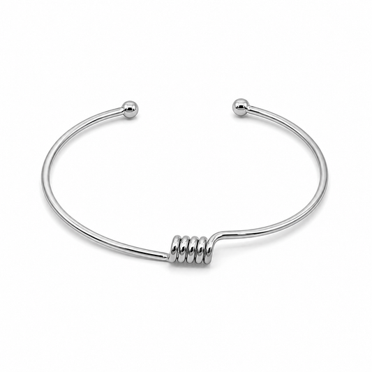 Semijoia Pulseira Bracelete Detalhe 62mm 5mm Banho Ródio