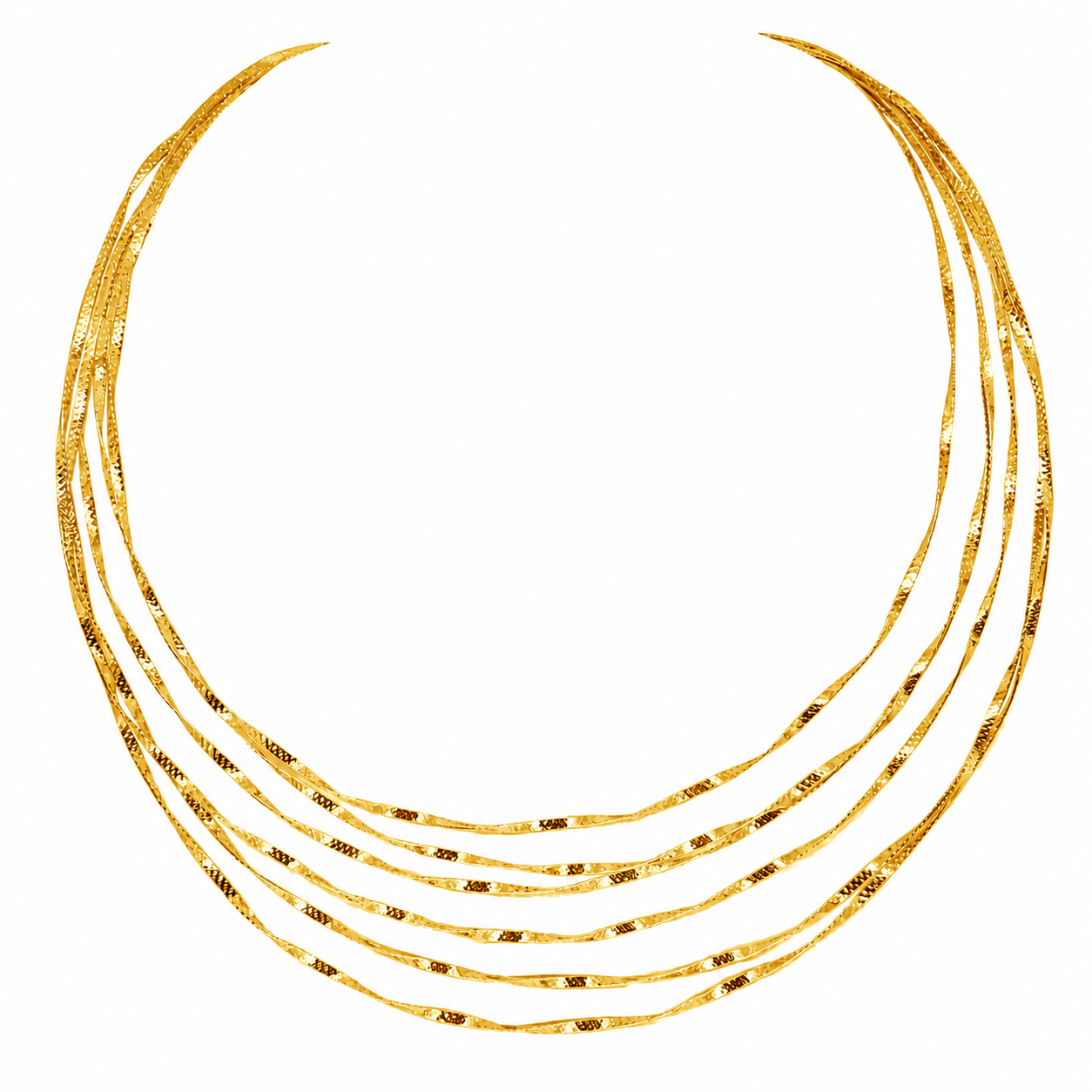 Semijoia Colar Choker Aro Seis Fios 15,5cm Banho Ouro 18K
