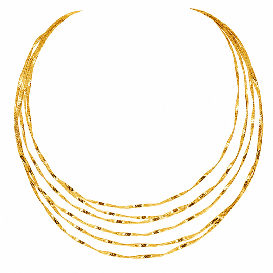 Semijoia Colar Choker Aro Seis Fios 15,5cm Banho Ouro 18K