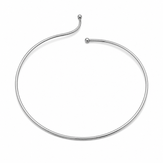 Semijoia Colar Choker Aro Fio Reto 18cm Banho Ródio
