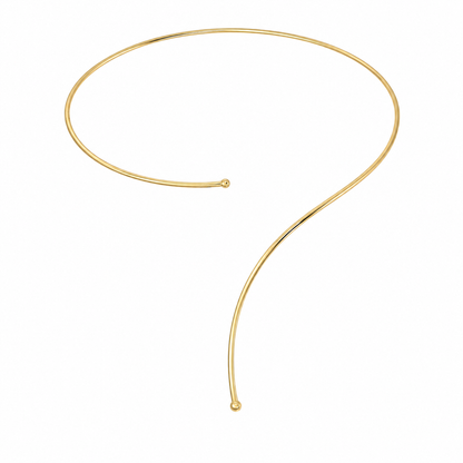 Semijoia Colar Choker Aro Fio Reto 18cm Banho Ouro 18K