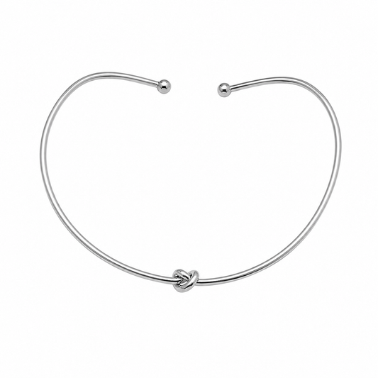 Semijoia Colar Choker Aro Nozinho 12,5cm Banho Ródio