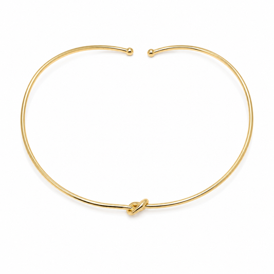 Semijoia Colar Choker Aro Nozinho 12,5cm Banho Ouro 18K