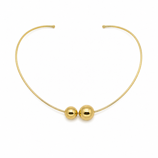 Semijoia Colar Choker Aro Com Esferas 12cm Banho Ouro 18K