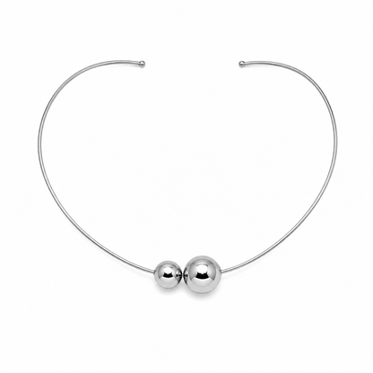 Semijoia Colar Choker Aro Com Esferas 12cm Banho Ródio