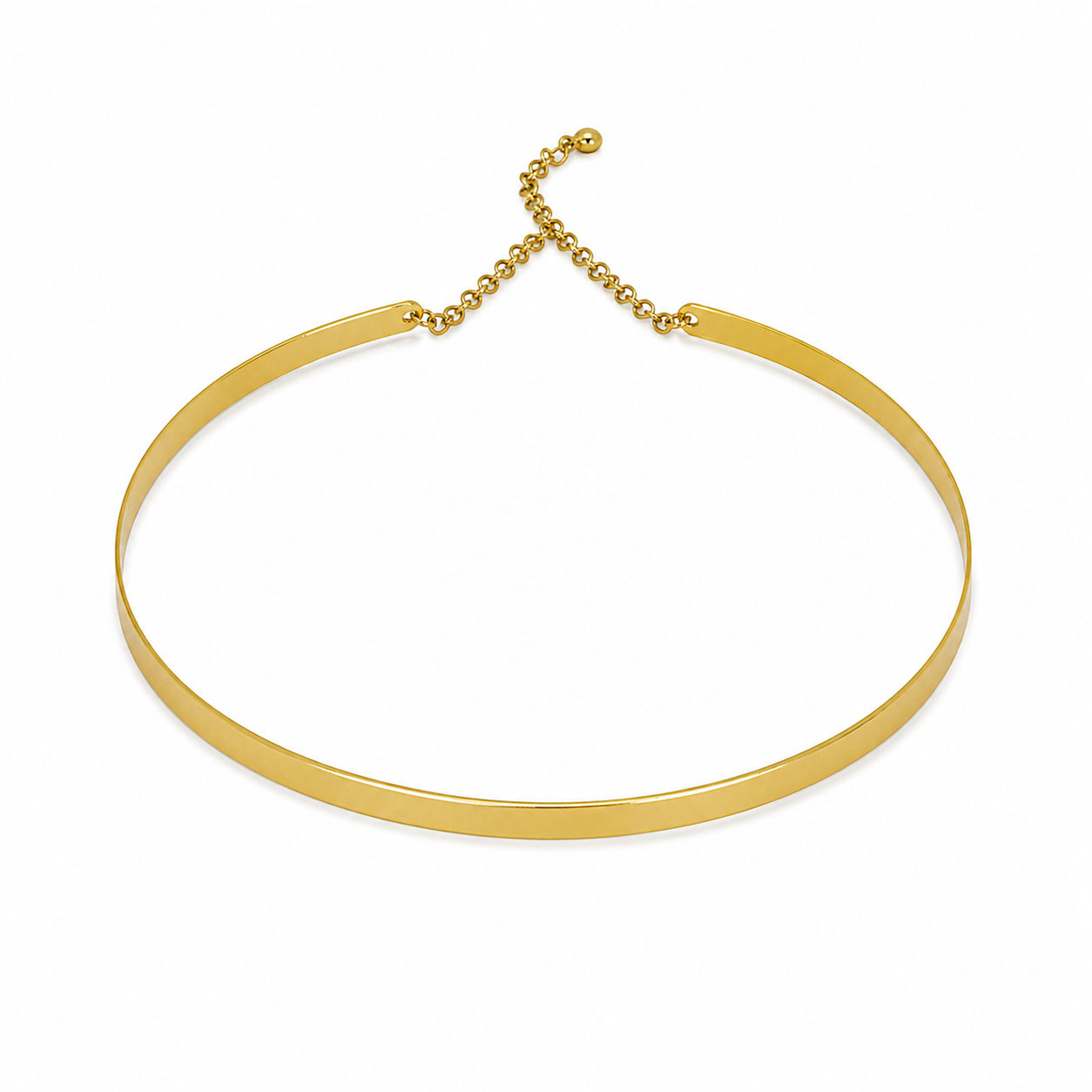 Semijoia Colar Choker Lisa Com Extensor 10,5cm Banho Ouro 18K