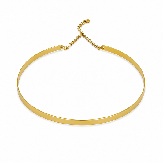 Semijoia Colar Choker Lisa Com Extensor 10,5cm Banho Ouro 18K