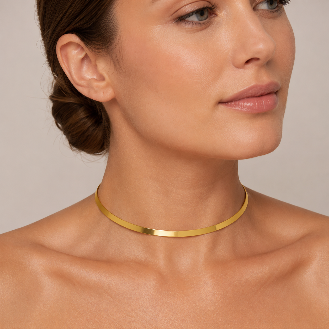 Semijoia Colar Choker Lisa Com Extensor 10,5cm Banho Ouro 18K