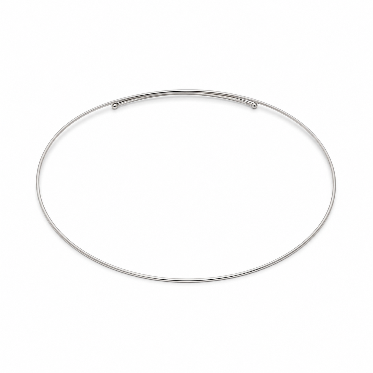 Semijoia Colar Choker Fininha 12,5cm Banho Ródio