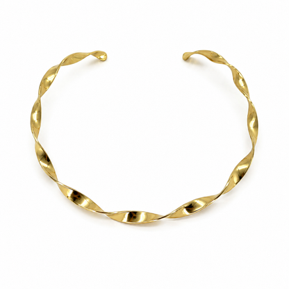 Semijoia Colar Choker Fininha Torcida 12cm Banho Ouro 18K