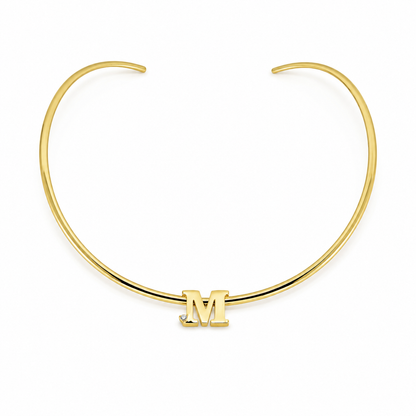 Semijoia Colar Choker Aro 12cm Letra M Banho Ouro 18K