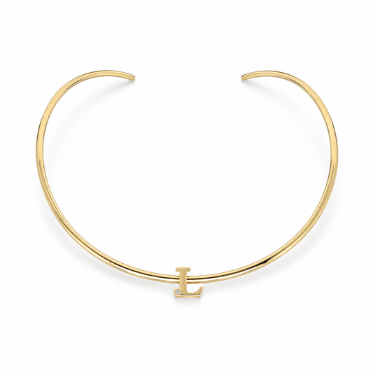 Semijoia Colar Choker Aro 12cm Letra L Banho Ouro 18K