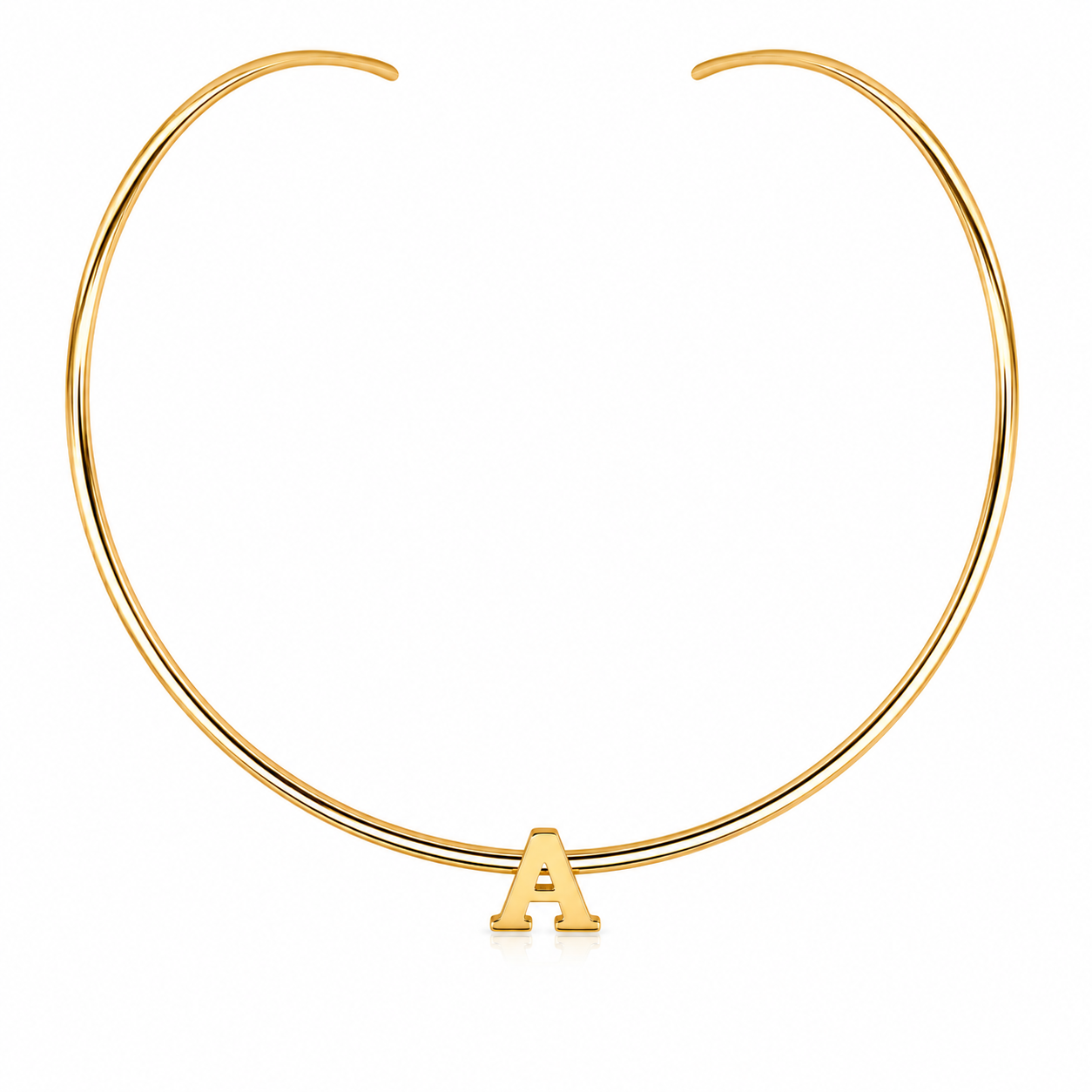 Semijoia Colar Choker Aro 12cm Letra A Banho Ouro 18K