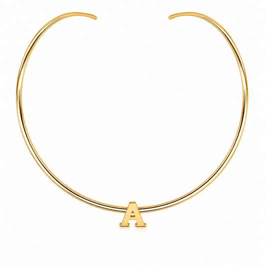 Semijoia Colar Choker Aro 12cm Letra A Banho Ouro 18K
