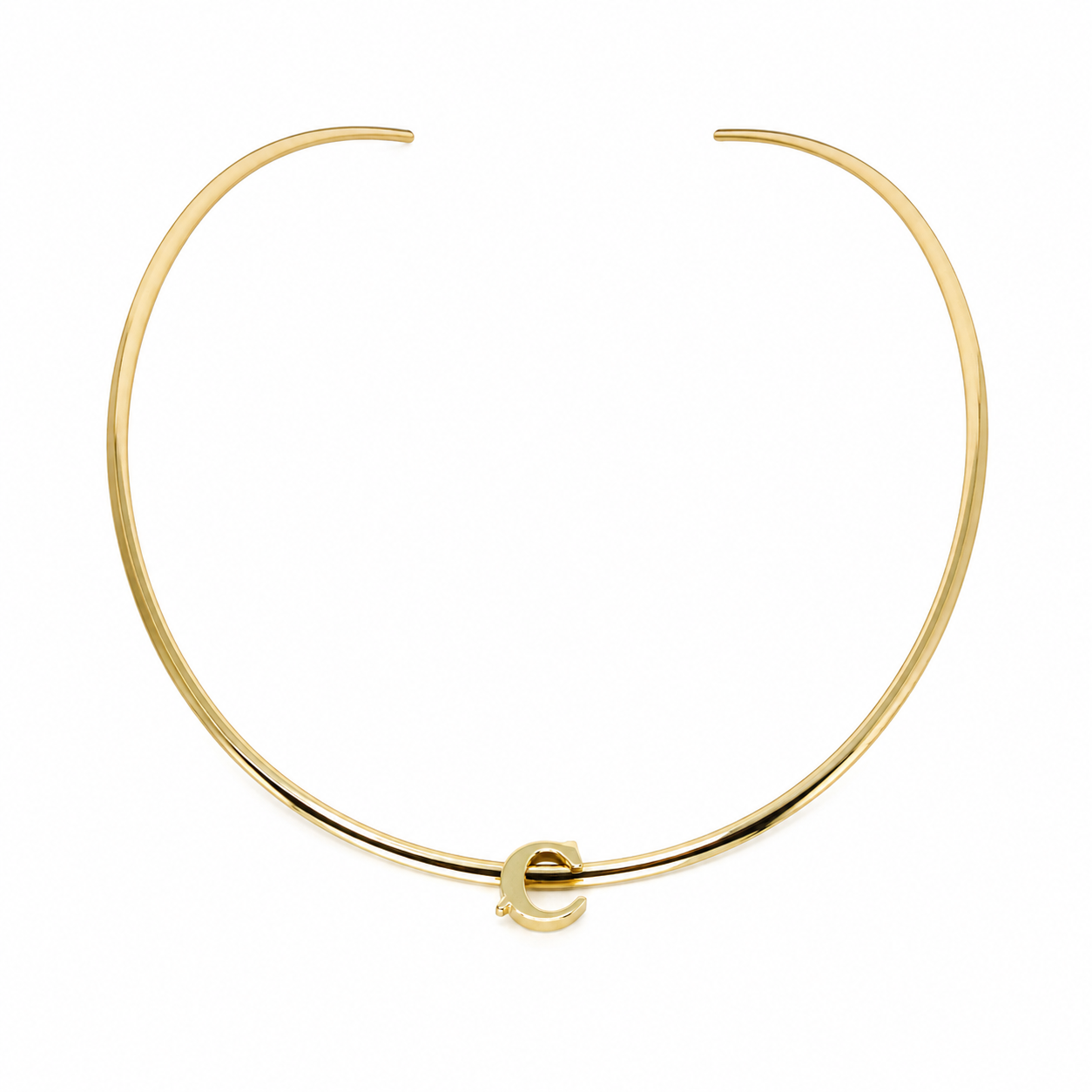 Semijoia Colar Choker Aro 12cm Letra C Banho Ouro 18K