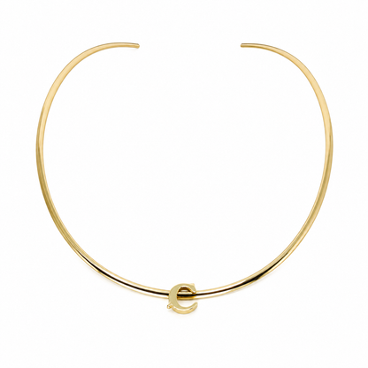 Semijoia Colar Choker Aro 12cm Letra C Banho Ouro 18K