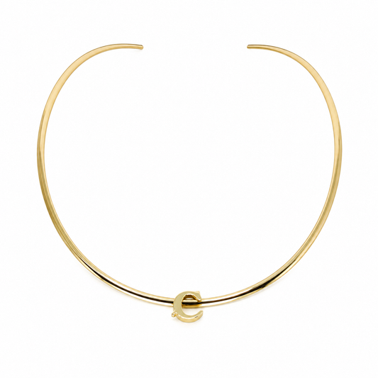 Semijoia Colar Choker Aro 12cm Letra C Banho Ouro 18K